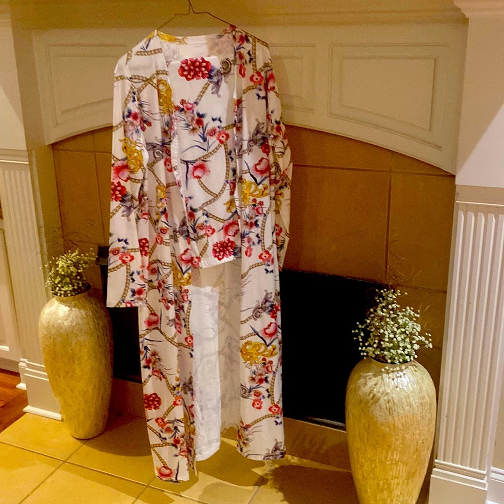 Pants with long duster multi color XL fit never worn no tags new